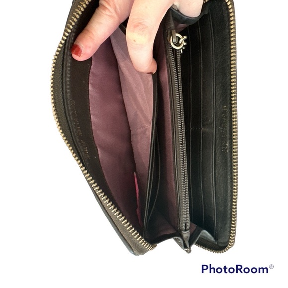 Juicy Couture Brown Leather Wallet Pink Stitching Y2K - Picture 8 of 12